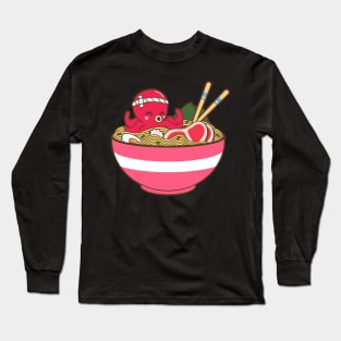 Kawaii Japanese Anime Ramen Soup Bowl Otaku Cute Octopus Long Sleeve T-Shirt